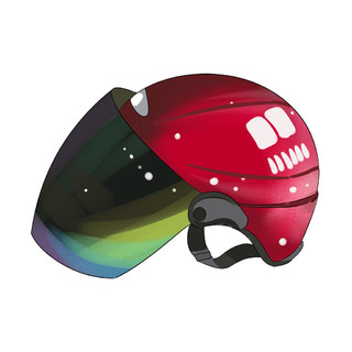 手绘红色头盔元素电动车头盔PNG素材